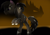 Size: 3200x2220 | Tagged: safe, earth pony, kaiju, kaiju pony, pony, fanfic:the bridge, anguirus, fanfic art, high res, male, orange background, ponified, pose, serious, shadow, simple background, solo, stallion