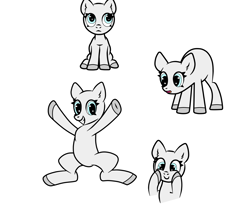 Size: 1600x1400 | Tagged: safe, artist:scandianon, oc, oc only, earth pony, pony, g4, bald, blank flank, female, filly, foal, hooves, mare, simple background, solo, white background