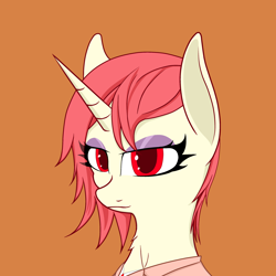 Size: 2500x2500 | Tagged: safe, oc, oc only, oc:alessandro, pony, unicorn, bust, clothes, high res, horn, nobility, orange background, red eyes, simple background, unicorn oc