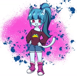 Size: 1407x1389 | Tagged: safe, artist:yue., sonata dusk, human, equestria girls, g4, cat ears, cat tail, catgirl, solo, tail
