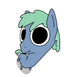 Size: 500x500 | Tagged: safe, artist:hach, earth pony, pony, close-up, looking at you, male, perspective, simple background, smiling, solo, stallion, turned head, white background, you got games on your phone