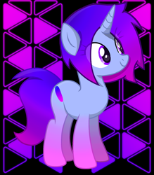 Size: 1400x1600 | Tagged: safe, artist:blacksmile, artist:equestrian_pony, oc, oc only, oc:gradient, pony, unicorn, gradient, gradient hooves, gradient mane, gradient tail, neon, solo, tail