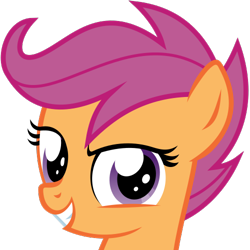 Size: 500x500 | Tagged: safe, artist:the smiling pony, scootaloo, pony, g4, .svg available, bust, grin, looking at you, simple background, smiling, solo, svg, transparent background, vector