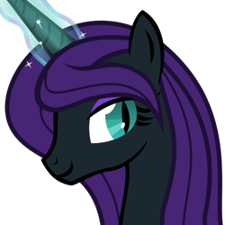 Size: 500x500 | Tagged: safe, artist:the smiling pony, oc, oc only, oc:nyx, alicorn, pony, g4, .svg available, bust, glowing, glowing horn, horn, lidded eyes, looking at you, simple background, slit pupils, smiling, solo, transparent background, vector