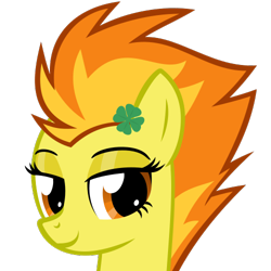 Size: 500x500 | Tagged: safe, artist:the smiling pony, spitfire, pegasus, pony, g4, .svg available, bust, clover, four leaf clover, lidded eyes, looking at you, simple background, smiling, solo, svg, transparent background, vector