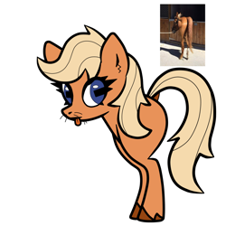 Size: 1200x1200 | Tagged: safe, artist:scandianon, earth pony, two legged creature, g4, cursed image, dock, female, google maps, hoers, hooves, mare, meme, not salmon, ponified, ponified animal photo, rectangular pupil, simple background, solo, tail, unshorn fetlocks, wat, whiskers, white background