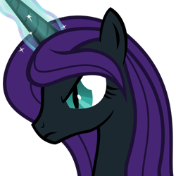 Size: 500x500 | Tagged: safe, alternate version, artist:the smiling pony, oc, oc only, oc:nyx, alicorn, pony, g4, .svg available, angry, bust, glowing, glowing horn, horn, simple background, slit pupils, solo, svg, transparent background, vector