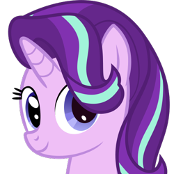 Size: 469x469 | Tagged: safe, artist:the smiling pony, starlight glimmer, pony, unicorn, g4, .svg available, bust, female, hair over one eye, looking at you, mare, simple background, smiling, smiling at you, solo, svg, transparent background, vector