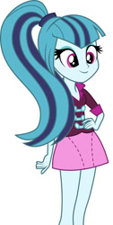 Size: 518x1024 | Tagged: artist needed, safe, edit, sonata dusk, human, equestria girls, g4, accessory-less edit, clothes, cute, dazzling, hand on hip, missing accessory, ponytail, simple background, skirt, solo, sonatabetes, white background