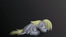 Size: 1920x1080 | Tagged: safe, artist:platinumdrop, derpy hooves, pegasus, pony, g4, alone, black background, commission, crying, cute, derpabetes, female, floppy ears, looking down, mare, sad, sad pony, sadorable, scrunchy face, simple background, sitting, solo, tears of sadness, teary eyes, wings, wings down