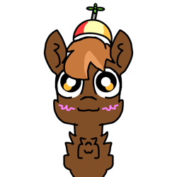 Size: 1000x1000 | Tagged: safe, artist:sweetsterty, button mash, earth pony, pony, g4, blushing, buttonbetes, chest fluff, colt, cute, foal, hat, male, propeller hat, simple background, solo, white background