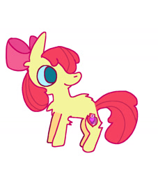 Size: 933x1028 | Tagged: safe, artist:ponyenjoer, apple bloom, earth pony, pony, g4, alternate eye color, back fluff, chest fluff, female, filly, foal, simple background, smiling, solo, the cmc's cutie marks, white background, wrong eye color