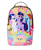 Size: 390x472 | Tagged: safe, applejack, fluttershy, pinkie pie, rainbow dash, rarity, twilight sparkle, earth pony, pegasus, pony, unicorn, g4, official, applejack's hat, applejack's there for once, backpack, bipedal, cowboy hat, female, flying, half-closed eyes, hat, mane six, mare, merchandise, my little pony logo, simple background, sprayground, unicorn twilight, white background
