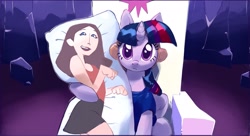 Size: 2048x1116 | Tagged: safe, artist:lexivine, twilight sparkle, alicorn, pony, g4, body pillow, dakimakura cover, jenny nicholson, looking at you, throne, twilight sparkle (alicorn), twilight's castle