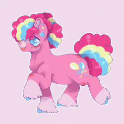 Size: 2800x2800 | Tagged: safe, artist:permafox, pinkie pie, earth pony, pony, g4, coat markings, high res, legs in air, open mouth, socks (coat markings), solo, unshorn fetlocks