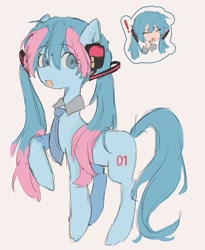 Size: 1683x2048 | Tagged: safe, artist:_flutterstars, earth pony, human, pony, anime, female, hatsune miku, looking at you, mare, open mouth, ponified, raised hoof, simple background, solo, vocaloid, white background