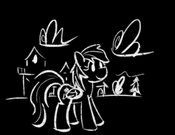 Size: 3300x2550 | Tagged: safe, artist:purppone, rainbow dash, pegasus, pony, g4, chalk, chalk drawing, female, high res, mare, monochrome, solo, traditional art