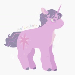 Size: 1440x1440 | Tagged: safe, artist:ariariari.png, twilight sparkle, pony, unicorn, g4, alternate hairstyle, pastel, simple background, solo, unicorn twilight, white background