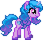 Size: 86x80 | Tagged: safe, artist:botchan-mlp, izzy moonbow, pony, unicorn, derpibooru, g4, g5, animated, april fools 2024, desktop ponies, female, g5 to g4, generation leap, gif, idle animation, mare, meta, pixel art, simple background, solo, sprite, transparent background