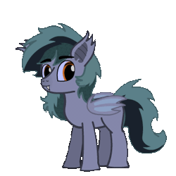 Size: 320x320 | Tagged: safe, artist:sp3ctrum-ii, oc, oc only, oc:scrimmy, bat pony, pony, animated, commission, eeee, heterochromia, simple background, solo, transparent background