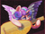 Size: 3840x2880 | Tagged: safe, artist:boxwari, princess flurry heart, alicorn, pony, g4, angelo musicante, baby, baby pony, dexterous hooves, female, filly, fine art parody, foal, high res, hoof hold, lute, musical instrument, pixel art, reference, reference in the comments, rosso fiorentino, solo, spread wings, wings