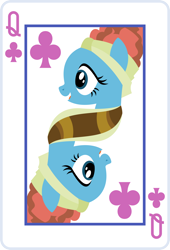 Size: 2000x2936 | Tagged: safe, artist:parclytaxel, meadowbrook, earth pony, pony, series:parcly's pony pattern playing cards, g4, cute, female, high res, lineless, mare, meadowcute, open mouth, open smile, playing card, queen of clubs, rotational symmetry, smiling, solo, vector