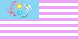 Size: 1280x640 | Tagged: safe, artist:mustaphatr, princess cadance, princess celestia, alicorn, pony, g4, cmc: colonels, crystal heart, flag, new mareland, sun