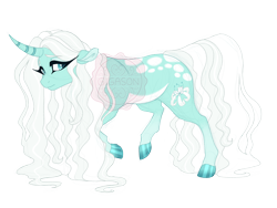 Size: 3600x2700 | Tagged: safe, artist:gigason, oc, oc only, oc:lilly pond, pony, unicorn, curved horn, female, high res, horn, mare, obtrusive watermark, offspring, parent:fluttershy, parent:pokey pierce, simple background, solo, transparent background, unicorn oc, watermark