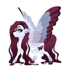 Size: 3600x3600 | Tagged: safe, artist:gigason, oc, oc only, oc:moth flame, pegasus, pony, colored wings, female, high res, magical lesbian spawn, mare, multicolored wings, obtrusive watermark, offspring, parent:fluttershy, parent:moonlight raven, pegasus oc, simple background, solo, transparent background, watermark, wings