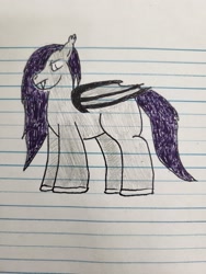 Size: 4000x3000 | Tagged: safe, artist:volk204, bat pony, pony, lined paper, solo, traditional art