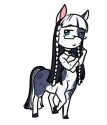 Size: 601x703 | Tagged: safe, artist:blackblood-queen, oc, oc only, oc:clarabelle meadow, centaur, anthro, anthro centaur, anthro oc, centaurified, chibi, choker, clothes, commission, digital art, female, glasses, mare, muscles, shirt, simple background, solo, species swap, transparent background