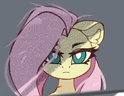 Size: 2857x2226 | Tagged: safe, artist:jfrxd, fluttershy, mean fluttershy, pegasus, pony, g4, the mean 6, bust, clone, female, frown, full face view, gray background, high res, looking at you, mare, messy mane, portrait, simple background, solo, white pupils