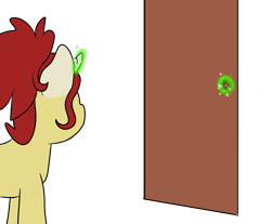 Size: 2418x2000 | Tagged: safe, artist:noxi1_48, oc, oc only, oc:treble pen, pony, unicorn, daily dose of friends, door, high res, magic, simple background, solo, telekinesis, transparent background
