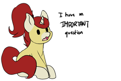 Size: 3000x2000 | Tagged: safe, artist:noxi1_48, oc, oc:treble pen, pony, unicorn, daily dose of friends, female, high res, mare, open mouth, question, simple background, sitting, solo, transparent background