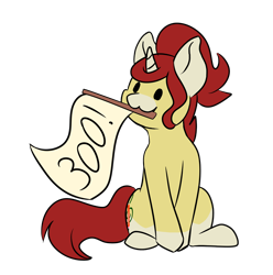 Size: 1372x1384 | Tagged: safe, artist:noxi1_48, oc, oc only, oc:treble pen, pony, unicorn, daily dose of friends, female, flag, mare, mouth hold, simple background, sitting, solo, transparent background