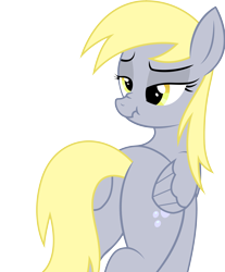 Size: 3675x4449 | Tagged: safe, artist:mlptmntfan2000, derpy hooves, pegasus, pony, g4, bubble butt, butt, butt touch, female, flank, hoof on butt, plot, scrunchy face, simple background, solo, transparent background