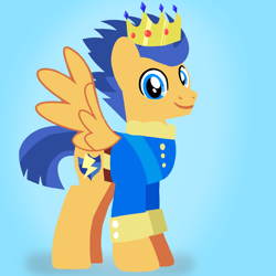 Size: 1400x1400 | Tagged: safe, artist:mlplary6, flash sentry, pegasus, pony, g4, clothes, crown, cute, diasentres, jewelry, looking at you, male, regalia, smiling, smiling at you, stallion