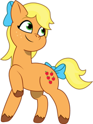 Size: 541x719 | Tagged: safe, artist:prixy05, applejack (g1), earth pony, pony, g1, g5, my little pony: tell your tale, bow, g1 to g5, generation leap, hair bow, simple background, solo, tail, tail bow, transparent background, vector