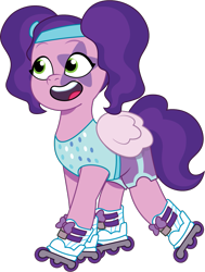 Size: 845x1115 | Tagged: safe, alternate version, artist:prixy05, pipp petals, pegasus, pony, g5, my little pony: tell your tale, adorapipp, alternate hairstyle, clothes, costume, cute, female, happy, mare, nightmare night costume, open mouth, open smile, pigtails, roller skates, shorts, simple background, skates, smiling, solo, transparent background, twintails, vector