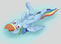 Size: 4410x3137 | Tagged: safe, artist:jellyworm, derpibooru exclusive, rainbow dash, pegasus, pony, g4, belly, female, high res, human shoulders, legs in air, looking at you, lying down, mare, on back, solo, spread wings, upside down, wings