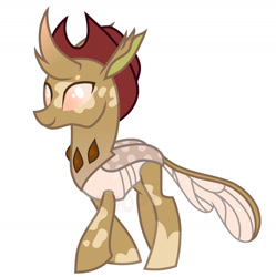 Size: 1280x1283 | Tagged: safe, artist:vi45, oc, oc only, changedling, changeling, pony, g4, brown changeling, coat markings, concave belly, cowboy hat, hat, male, pinto, quadrupedal, simple background, solo, walking, white background