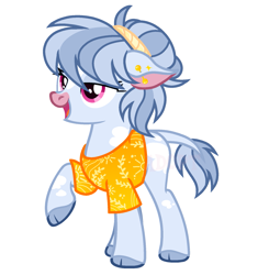 Size: 1739x1850 | Tagged: safe, artist:vi45, oc, oc only, cow, cow pony, g4, clothes, cloven hooves, ear piercing, earring, female, hawaiian shirt, jewelry, piercing, pink eyes, shirt, simple background, solo, white background