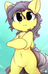 Size: 1250x1920 | Tagged: safe, artist:dshou, oc, oc only, oc:tami k. maru, earth pony, pony, belly, belly button, bipedal, chest fluff, earth pony oc, looking at you, no neck, no pupils, solo