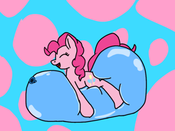 Size: 796x600 | Tagged: safe, artist:looner ultra 125, pinkie pie, earth pony, pony, g4, ^^, balloon, balloon fetish, balloon riding, complex background, eyes closed, female, fetish, happy, mare, open mouth, solo, that pony sure does love balloons