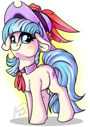 Size: 2894x4093 | Tagged: safe, artist:julunis14, coco pommel, earth pony, pony, g4, cocobetes, cute, female, floppy ears, hat, high res, looking at you, mare, smiling, smiling at you, solo