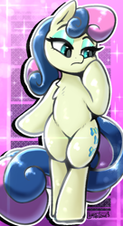 Size: 584x1070 | Tagged: safe, artist:llametsul, bon bon, sweetie drops, earth pony, pony, g4, adorabon, bipedal, colored, cute, eyeshadow, female, looking away, makeup, mare, solo, standing