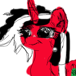 Size: 768x768 | Tagged: safe, artist:luxter77, oc, oc only, oc:rosalia, pony, unicorn, black and white mane, horn, red coat, simple background, sketch, sloppy, solo, transparent background, unicorn oc