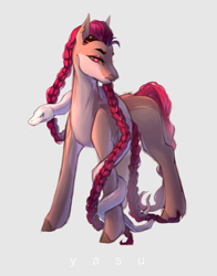 Size: 3884x4961 | Tagged: safe, artist:yasu, oc, oc only, earth pony, pony, snake, accessory, braid, commission, long hair, pet, pigtails, pink hair, sketch, solo, stars