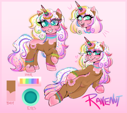 Size: 3597x3219 | Tagged: safe, artist:nekomellow, oc, oc:donut daydream, pony, unicorn, commission, heart, heart eyes, high res, pastel, rainbow, rave, solo, wingding eyes