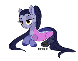 Size: 2263x1765 | Tagged: safe, artist:arshe12, earth pony, pony, armor, bodysuit, boots, clothes, female, lying down, mare, markings, overalls, overwatch, ponified, prone, shoes, simple background, solo, transparent background, unshorn fetlocks, widowmaker